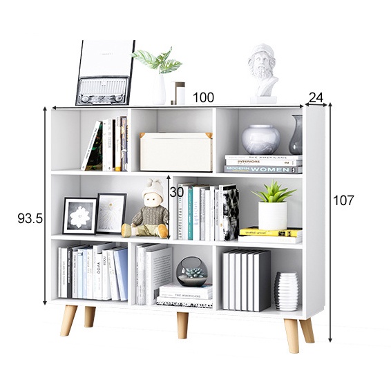 Tủ sáchgỗ 3 tầng đa năng, kệ sách rộng 1m