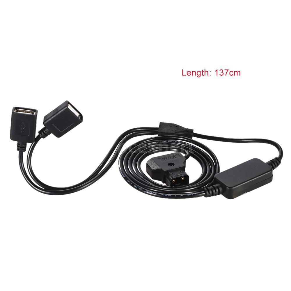 PCER◆ D-Tap 2 Pin Male Connector to Two Female USB Power Cord Cable for iPhone iPad for Samsung Sony