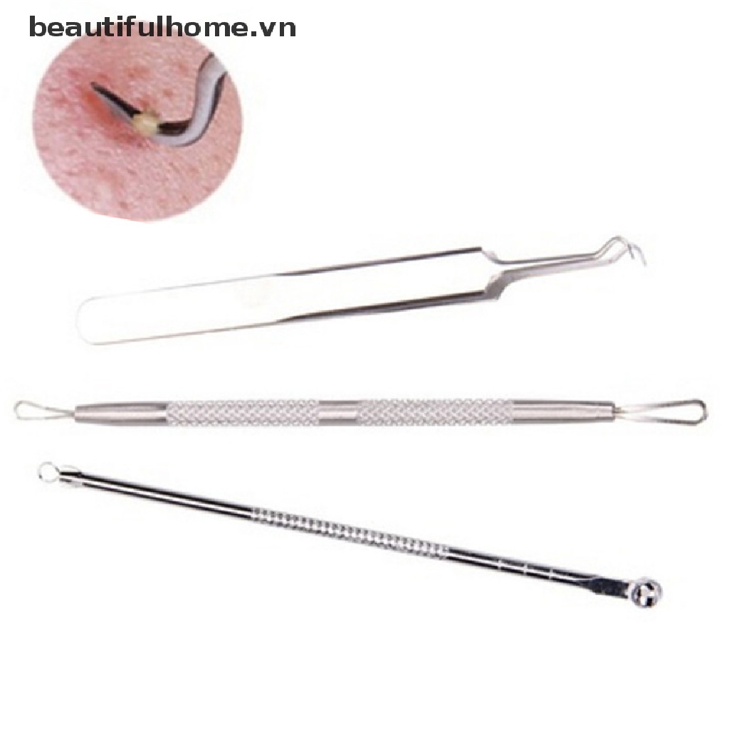 Set 3 Dụng Cụ Nặn Mụn Bằng Inox An Toàn Tiện Lợi