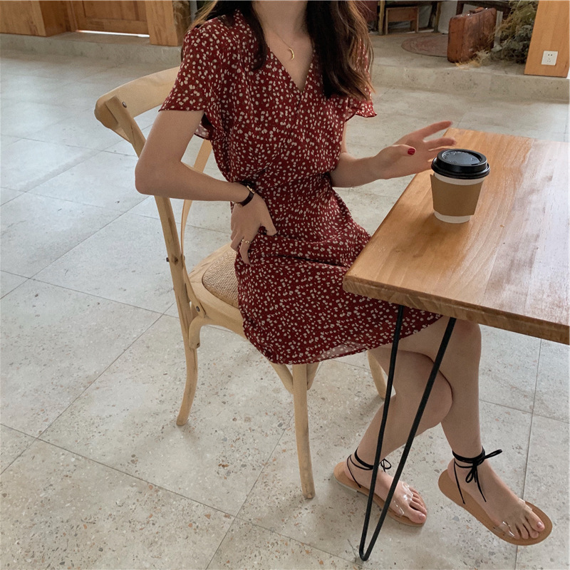 Váy hoa nhí đầm trễ vai Váy len đầm len Đầm Đen Chân váy đầm nữ Đầm | BigBuy360 - bigbuy360.vn