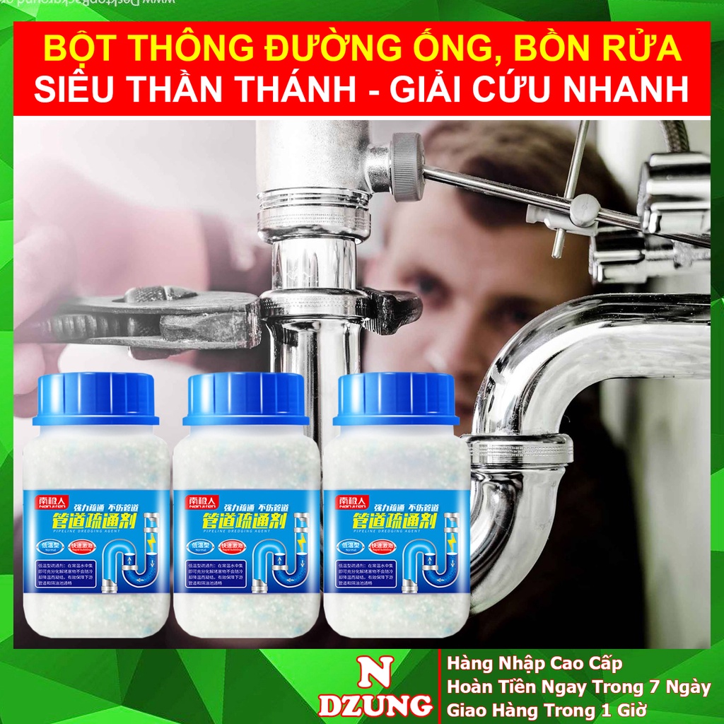 Bột Thông Cống - Bột Thông Cống Cực Mạnh - Thần Thánh Xử Lý Tắc Đường Ống, Bồn Cầu, Bồn Rửa Bát, Ống Nước NDZUNG
