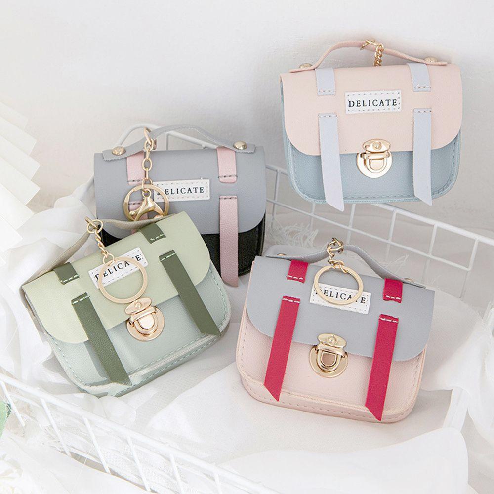 Ví Đựng Tiền Xu Mini Bằng Da PU Có Móc Khóa Dễ Thương Cho Bé Gái