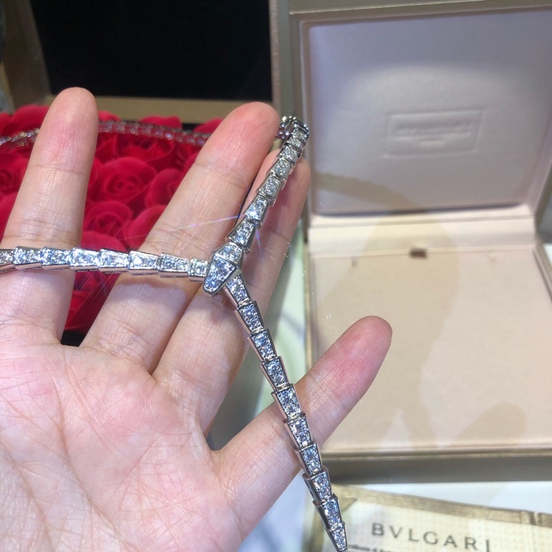 S925 Sterling Silver Fashion Full Diamond Snake Bone Necklace Bracelet Ring