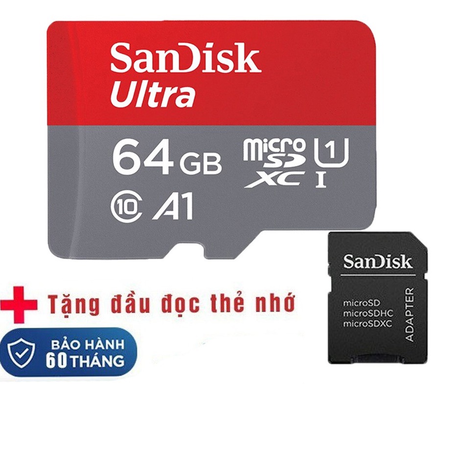 Thẻ nhớ 64GB 32GB 16GB 8GB Thẻ nhớ SanDisk Ultra Class 10 667x 100MB/s chuyên dụng camera điện thoại, loa đài-BH 5 năm