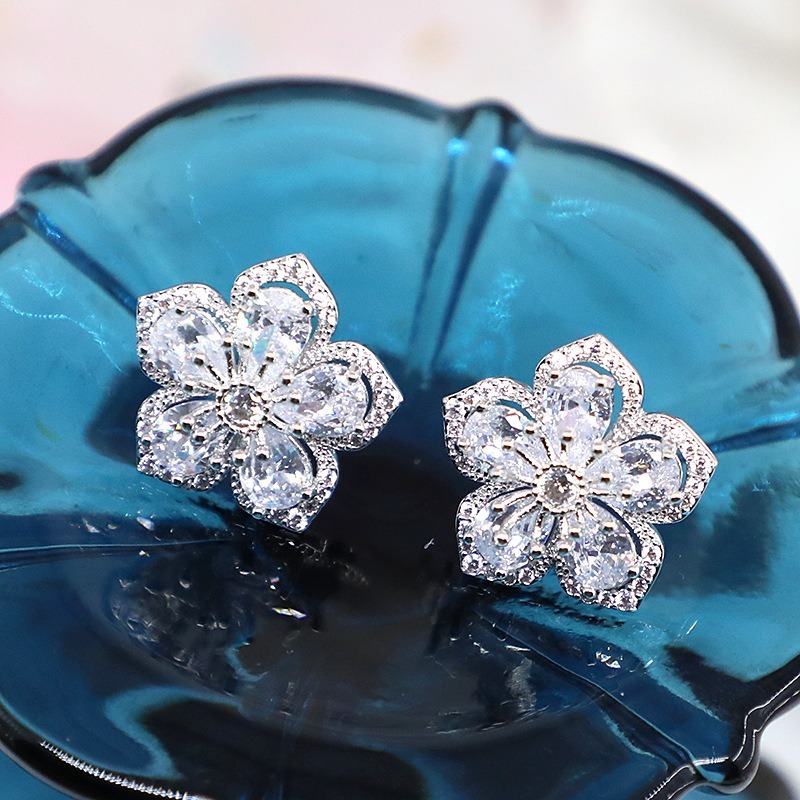 Bông Tai Mạ Bạc 925 Hình Hoa Anh Đào Xinh Xắn Cho Nữ