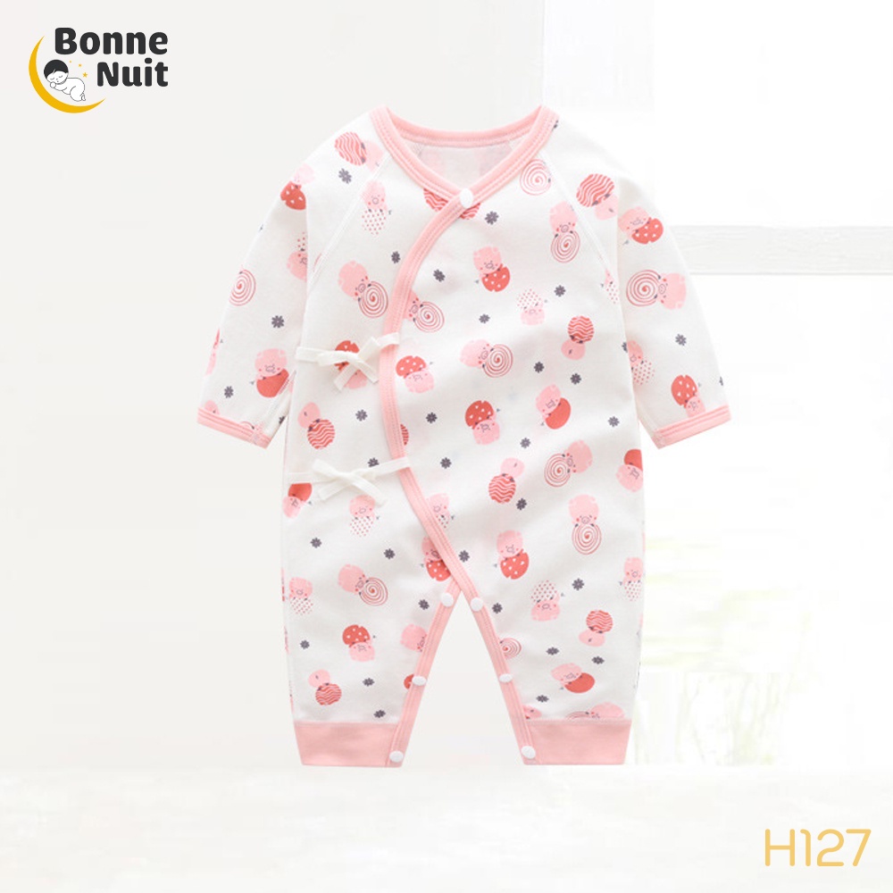 Bodysuit dài tay cài chéo ⚡️Bộ dài tay sơ sinh không đường may ⚡️ Cotton siêu xinh cho bé yêu