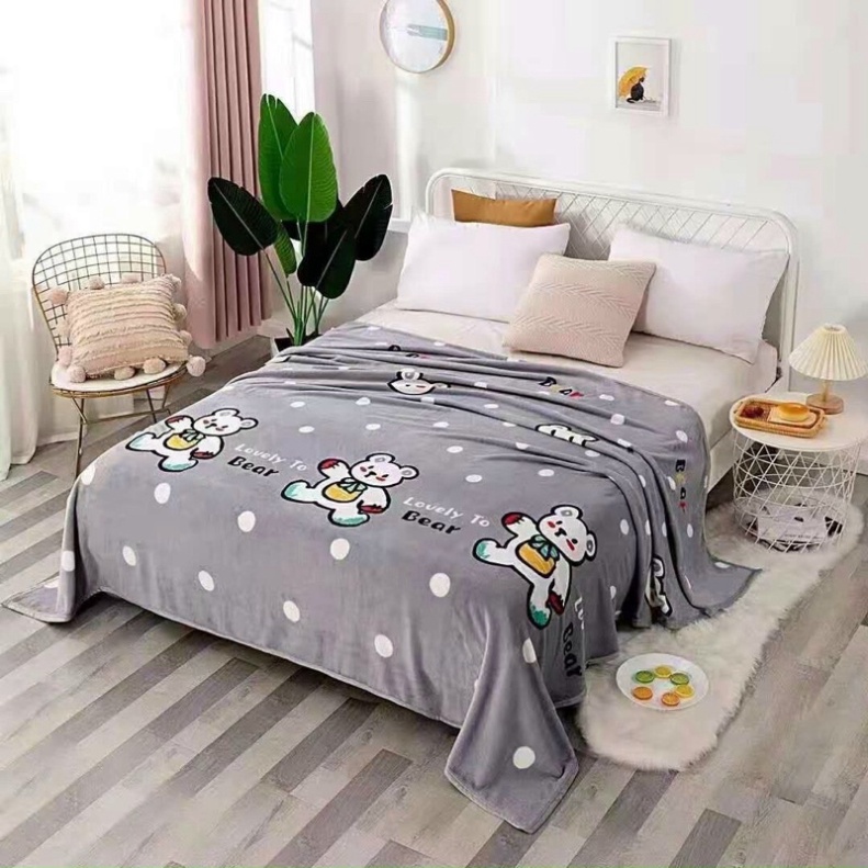 Chăn lông tuyết sữa in hình siêu đẹp siêu mềm mịn, chăn lông mỏng, chăn hè thu kích thước 2mx2,3m