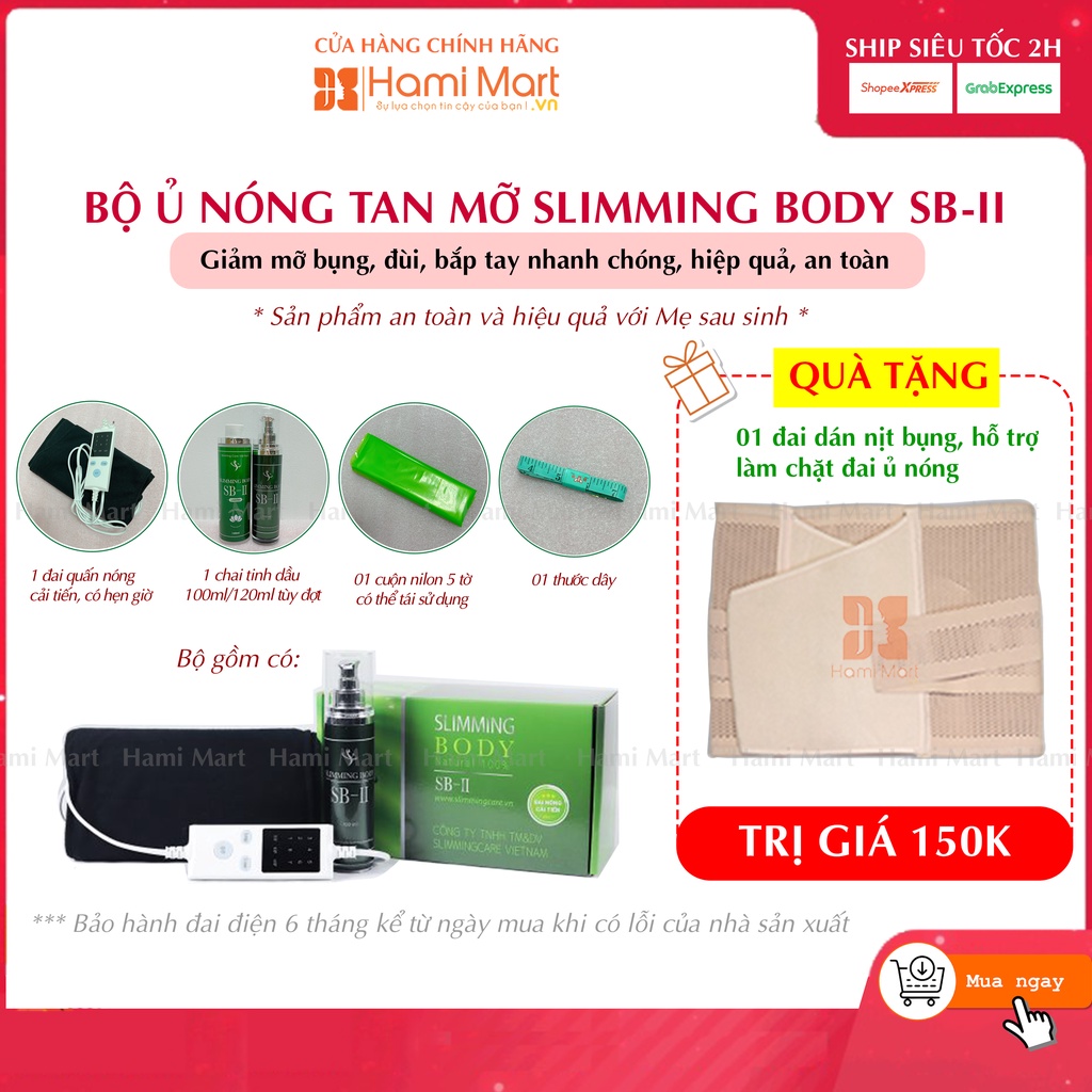 [Chính Hãng - Đai Cải Tiến]  Bọ Đai Quấn Ủ Nóng Slimming Body SB2 đai điện cải tiến mới giảm mỡ chân , tay bụng