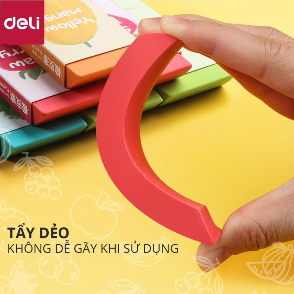 Gôm tẩy Deli hình vẽ hoa quả Đỏ/ Xanh lá/ Vàng/ Xanh ngọc - 71050 [Deli]