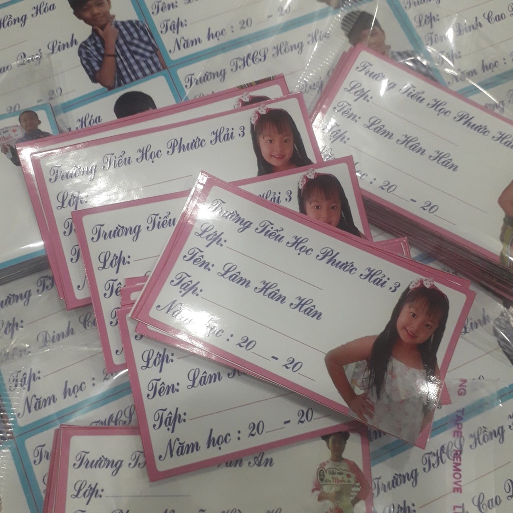 Nhãn vở IN THEO YÊU CẦU combo 40nhãn vở 35k