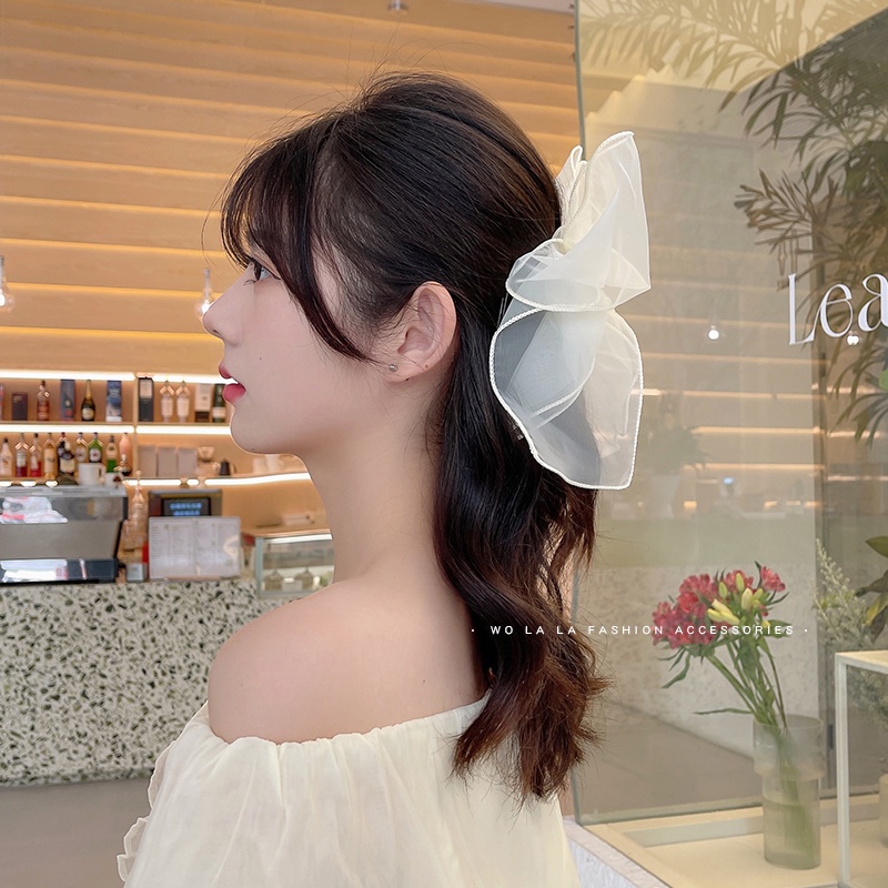 Kẹp Tóc Hình Nơ Phối Ren Thời Trang Cho Nữ