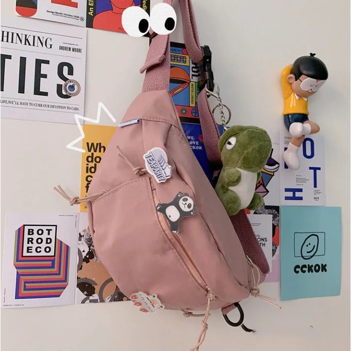 Túi đeo chéo nhiều ngăn sức chứa lớn phong cách Nhật Bản thời trang cho nam và nữ