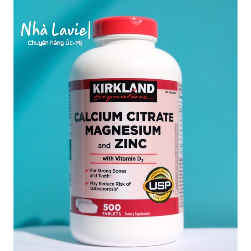 Calcium Citrate Magnesium ZinC and D3 500 viên hãng Kirkland Mỹ