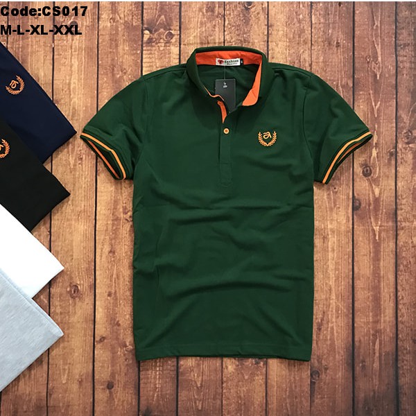 Áo thun nam cổ bẻ họa tiếi bông lúa gồm 5 màu (size M -> XXL) 017