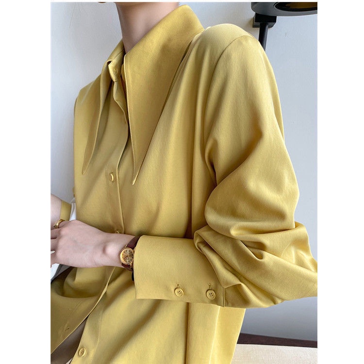 Áo Sơ Mi Cổ Nhọn 3 Kiểu Phong Cách Tây Âu Thời Trang Xuân Thu Sang Trọng Cho Nữ S-3Xl