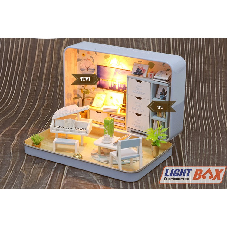 Nhà búp bê - BOX THEATER [Mô hình có nội thất + Đèn LED] - Quà tặng sinh nhật tự làm