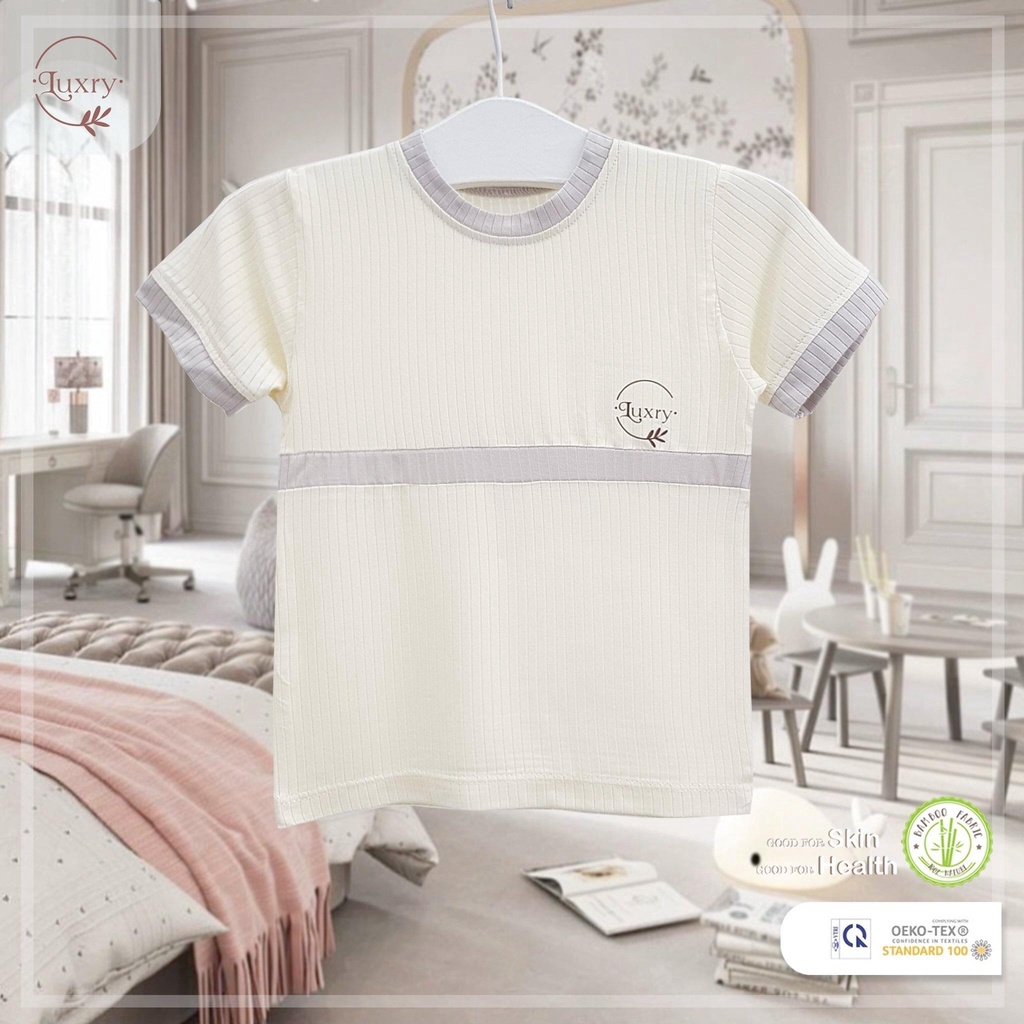 Áo lẻ cộc tay phối thương hiệu chất lượng Luxry dành cho con yêu