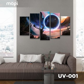 Bộ 5 Tranh Canvas treo tường trang trí nhà cửa đẹp chủ đề Vũ Trụ Size 90x158