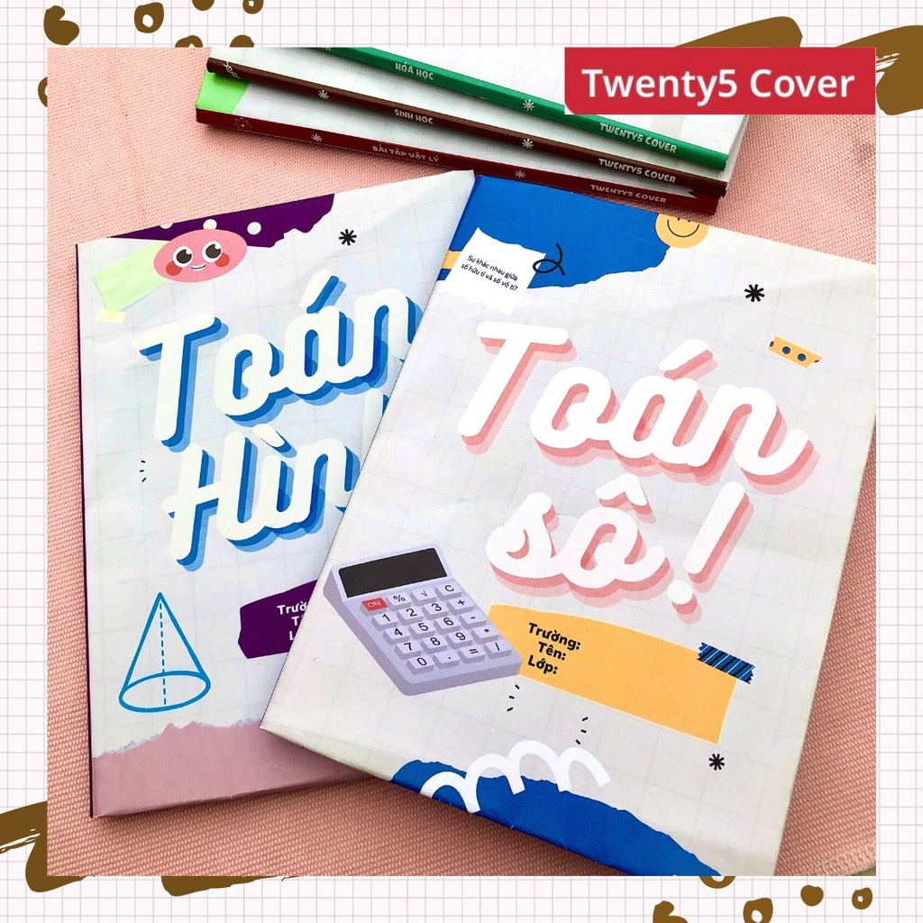 Set giấy bao tập - sách theo môn mẫu 05