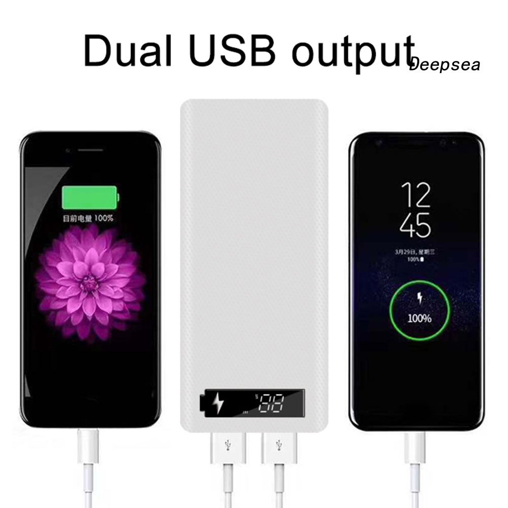 Vỏ Pin Sạc Dự Phòng Micro USB Type-C 18650 Màn Hình LCD DIY