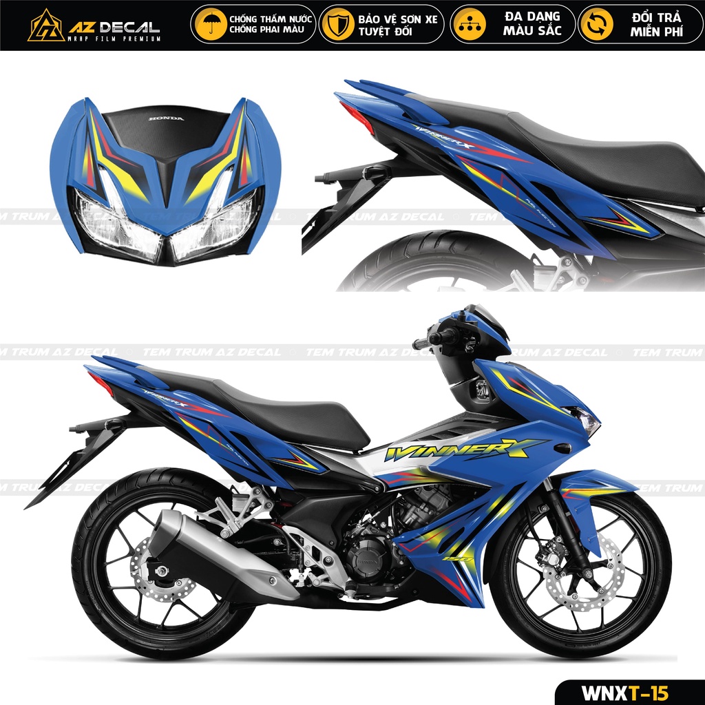 Tem Trùm Xe Honda Winner X Mẫu Tia Lửa Điện Nhiều Màu | WNXT-15 | Decal Cao Cấp Chống Phai Màu, Chống Nước