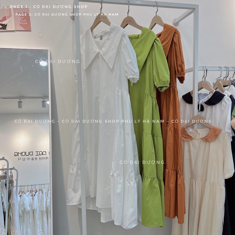 váy bbd tầng xoè cổ bẻ