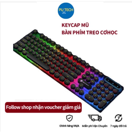 💖💖Bàn Phím Máy Tính Gaming PT100 Có Dây, Nút Tròn / Đèn LED RGB Chống Nước Chơi Game Máy Tính