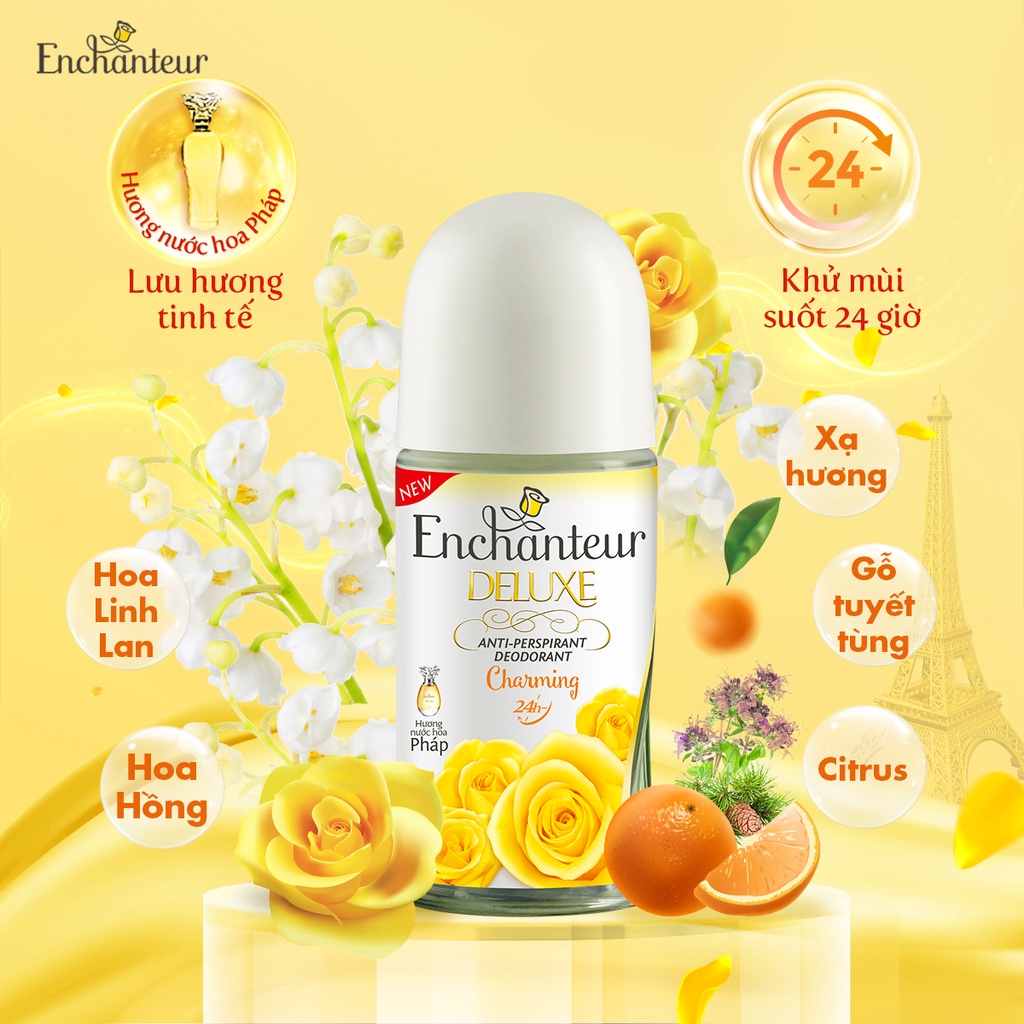 Lăn khử mùi hương nước hoa Enchanteur Charming/ Sensation/ Delightful/ Romantic/ Magic 50ml