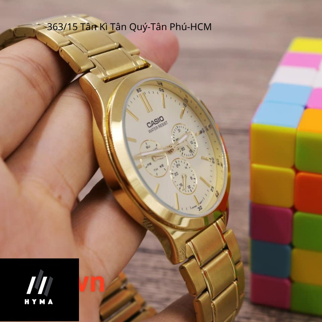 Đồng hồ nam nữ - Đồng hồ cặp đẹp mạ vàng Casio V300G-9AV Mặt vàng chống nước Bảo hành 1 năm Hyma watch