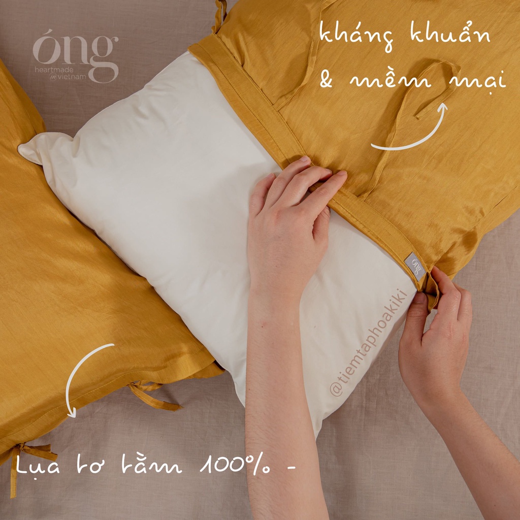 Áo gối 100% tơ tằm - Kháng khuẩn tự nhiên & mềm mại (chống lão hóa cho da)