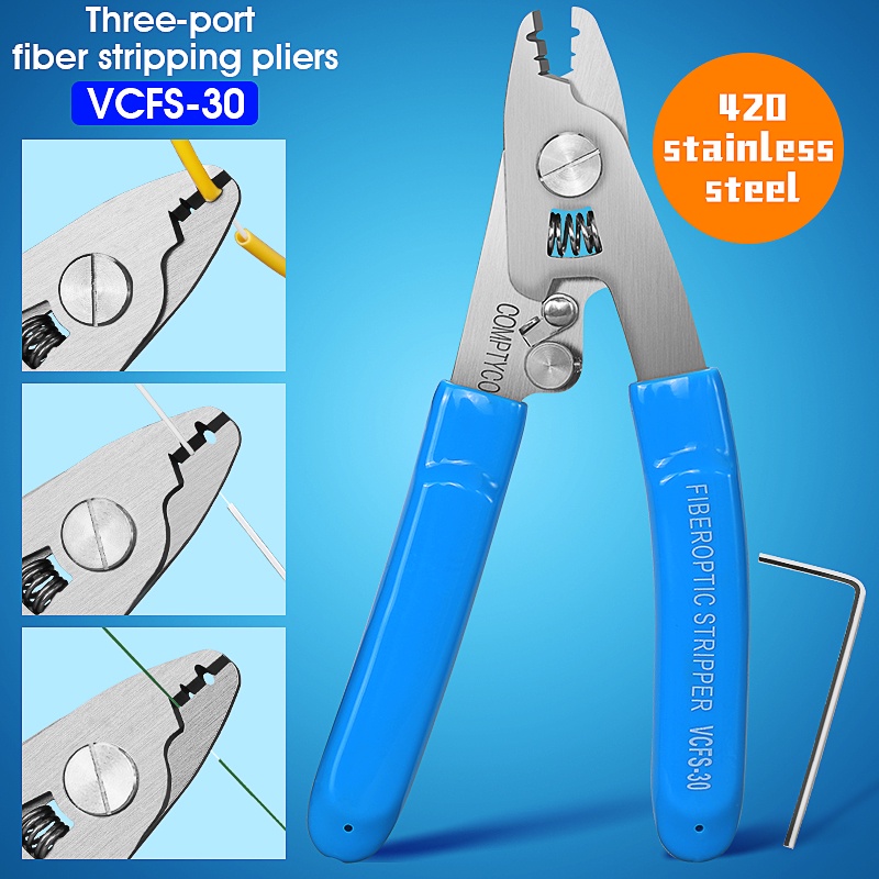 Kìm Cắt Dây Quang Bằng Thép Không Gỉ VCFS-30 Kìm tuốt sợi quang bằng thép không gỉ VCFS-30 Kìm tuốt sợi quang ba cổng Kìm tuốt sợi quang