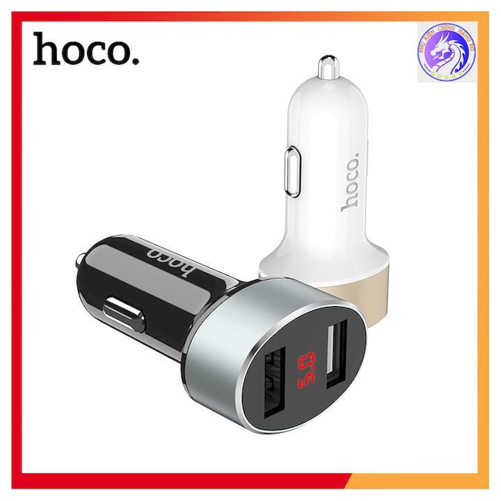 Tẩu Sạc Xe Hơi 2.4A Chính Hãng Hoco Z26 2 Cổng USB Màn Hình Báo Led