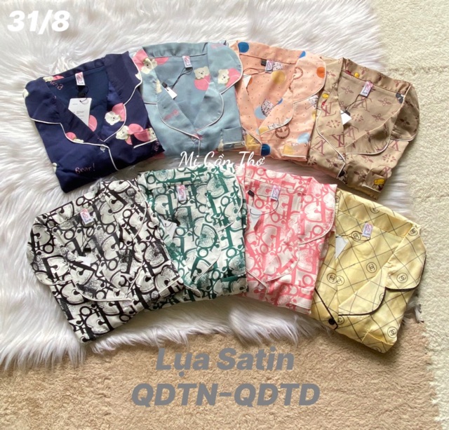 🤗 Big size XL-2XL 🤗 Bộ pijama lụa satin hình tay dài-tay ngắn, túi quần sâu | BigBuy360 - bigbuy360.vn