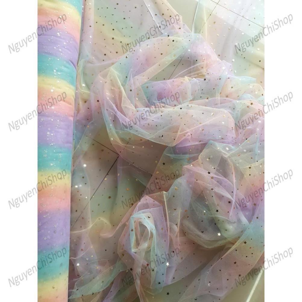 ⚡Giá gốc⚡ Vải voan lưới cầu vồng có 5 loại khổ 1m5 vải may scrunchies