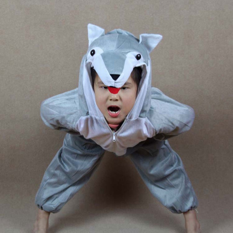 Bộ Áo Liền Quần In Hình Chó Sói Hoạt Hình Dành Cho Trẻ Em