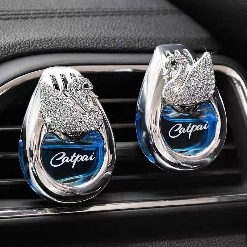 Nước hoa xe ô tô, xe hơi CATIANPAI cao cấp siêu thơm cài cửa gió gắn thiên nga, nơ đính đá trang trí và khử mùi xe
