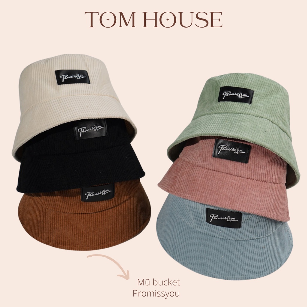 Mũ bucket Promissyou nón tai bèo vải nhung tăm rộng vành dáng tròn nhỏ dành cho nam nữ thời trang Unisex Tom House