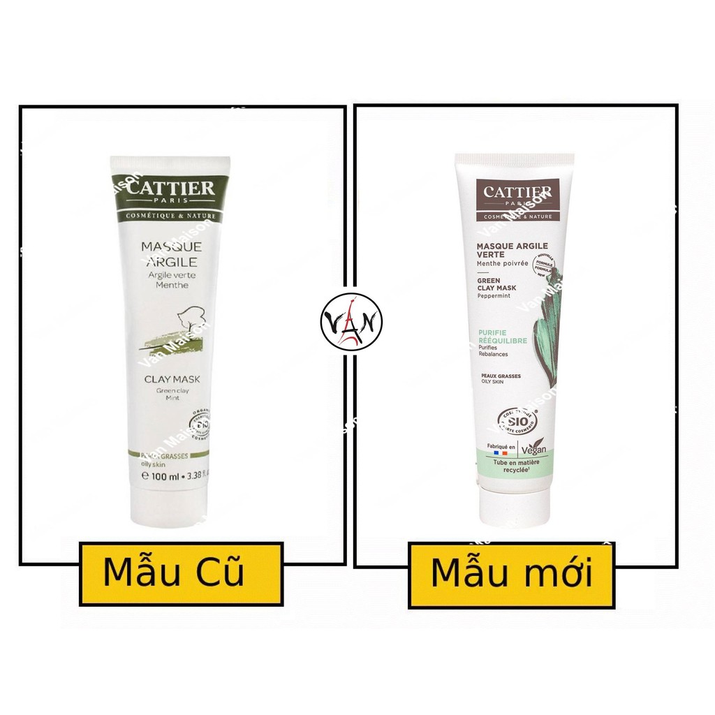 [ Cattier ] Mặt nạ đất sét hữu cơ cattier clay mask dành cho da dầu, nhờn, mụn và da nhạy cảm 100ml - Van maison