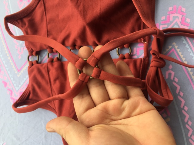 Bikini HAI MẢNH nữ đẹp nâu tây khuyên tròn phối dây sang chảnh chống nóng SPF50+, UV100, VNXK XHI19 | BigBuy360 - bigbuy360.vn