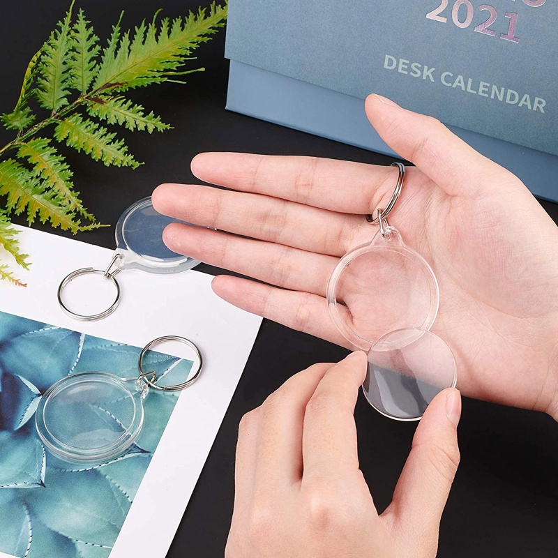 Set Móc Khóa Acrylic Trong Suốt Phối Lông Xù DIY