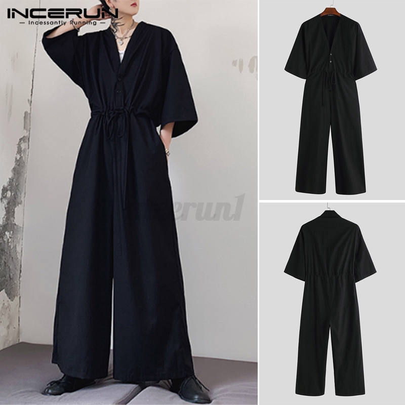 Jumpsuit Dài Ống Rộng Cổ Chữ V Thời Trang Cho Nam