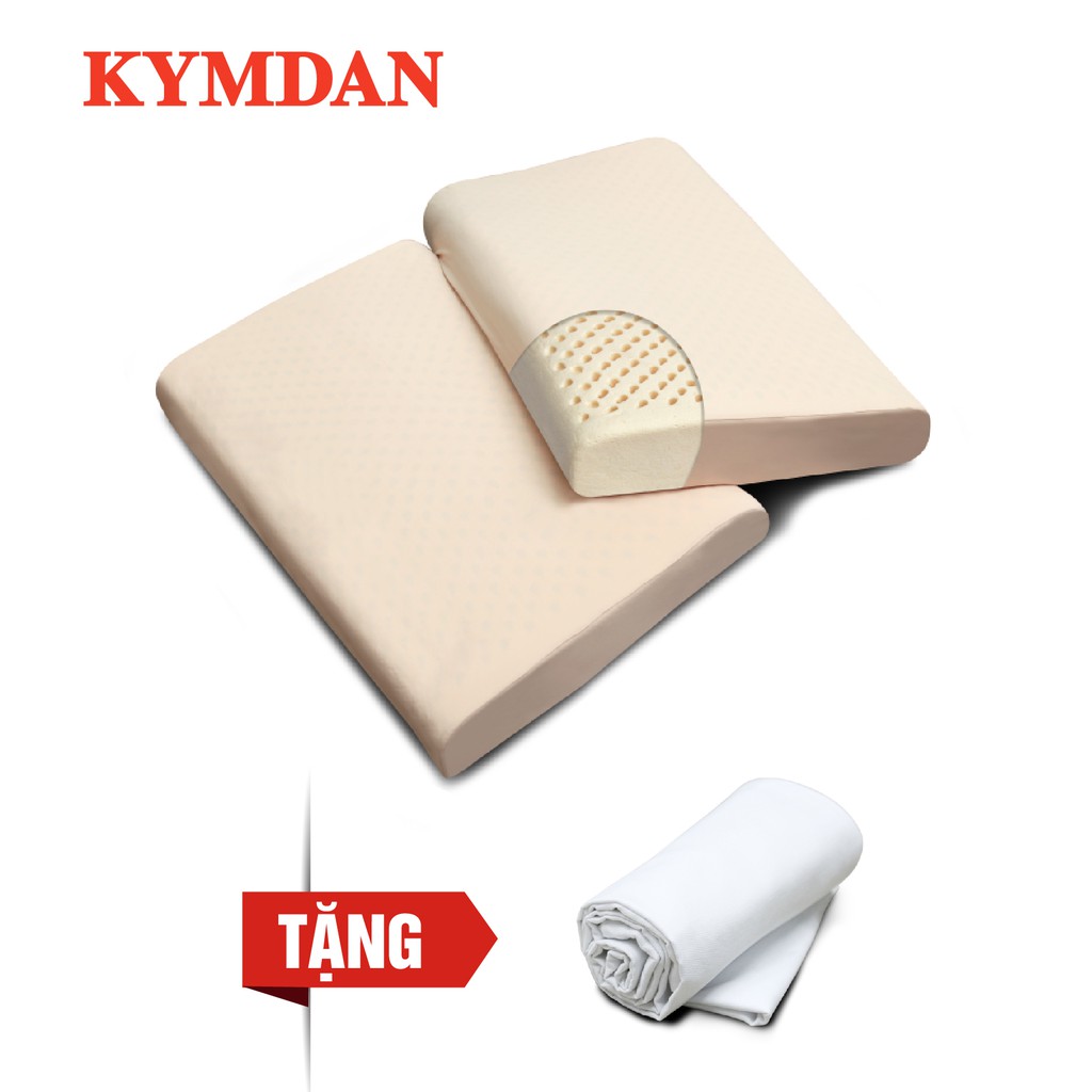 Combo 2 gối cao su thiên nhiên KYMDAN Pillow PressureFree Air - tặng vỏ bọc gối cùng kích thước