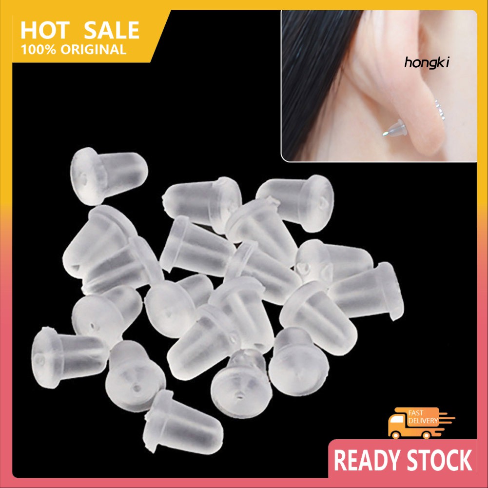 Bộ 100 Nút Chặn Khuyên Tai Bằng Nhựa Trong Suốt Tiện Lợi