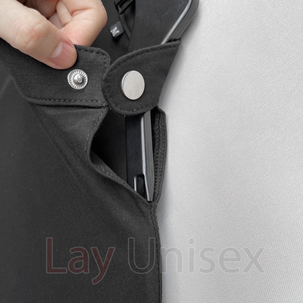 Áo thun nam tay lỡ cổ bo phối nút Bấm