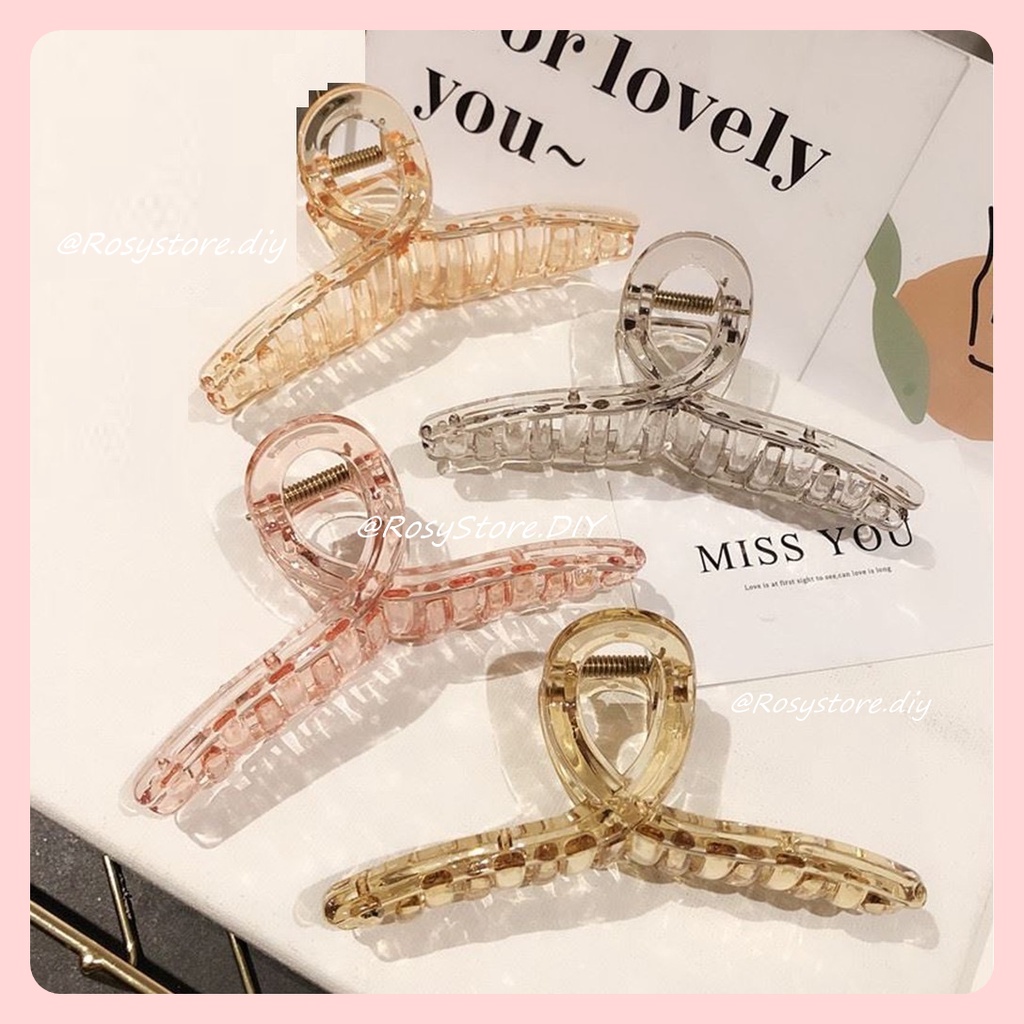 KẸP GẮP TÓC CHÉO NHỰA TRONG SUỐT CỠ LỚN- KẸP CÀNG CUA THỜI TRANG NỮ HÀN QUỐC