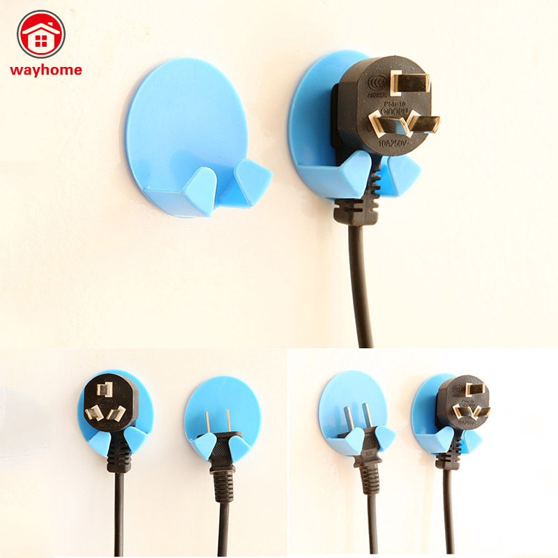 2Pcs Practical Self-AdheSive Power Plug Socket Holder Sticky Hooks Home Hotel Wall Hanger Storage Tools