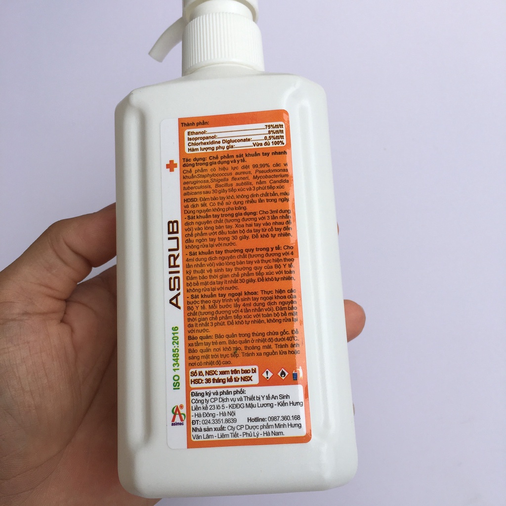 Nước Rửa Tay Khô Sát Khuẩn ASIRUB , Dung dịch sát khuẩn tay nhanh Asirub - Chai 500ml | BigBuy360 - bigbuy360.vn