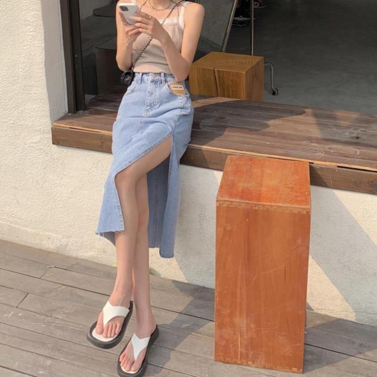 Yena Chân Váy Denim Lưng Cao Xẻ Tà Quyến Rũ Cho Nữ | BigBuy360 - bigbuy360.vn
