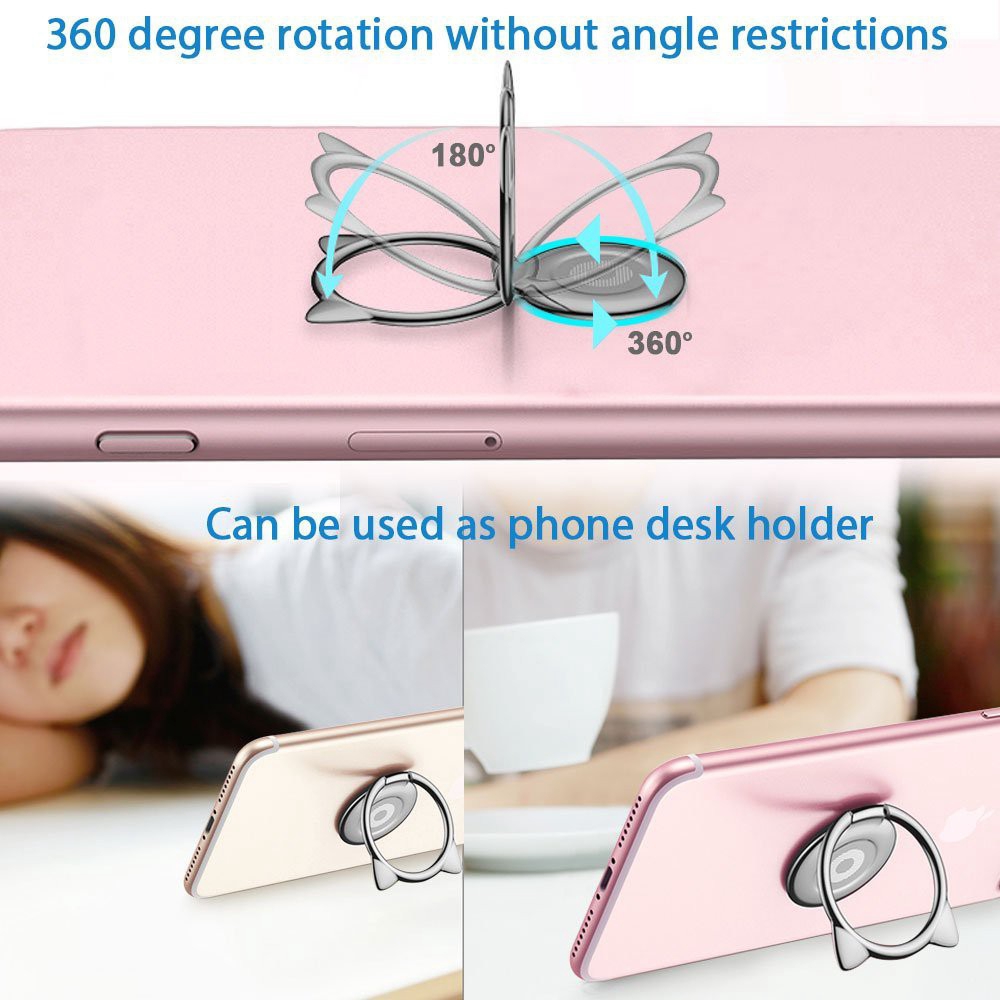 Giá đỡ vòng nhẫn từ tính hình tai mèo xoay 360 độ cho điện thoại di dộng