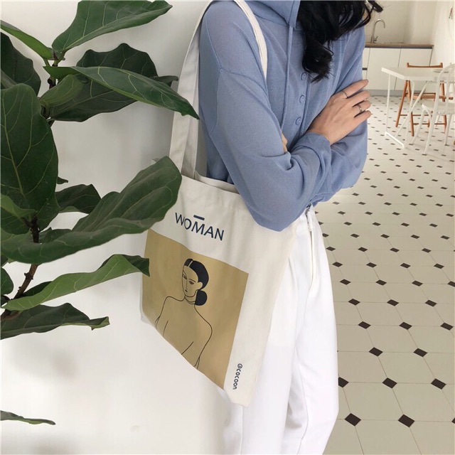 TÚI TOTE VINTAGE VẢI WOMAN STYLE ULZZANG